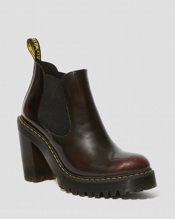 Dr Martens Dámské Boty Na Vysokém Podpatku Hurston Arcadia Červené, CZ-372649